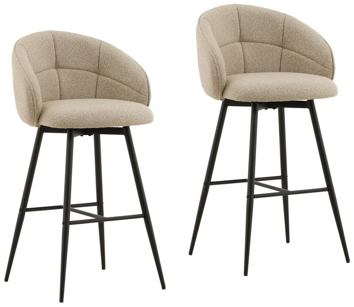 Ayla Sand Upholstered Swivel Bar Stool Set of 2