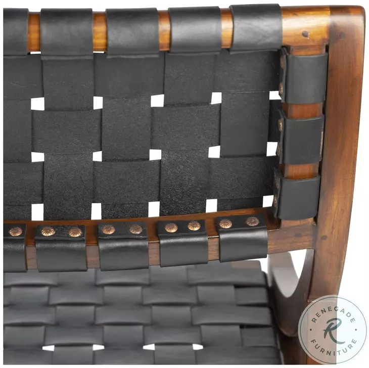 Camil Black Leather And Dark Brown Wood Dining Chair