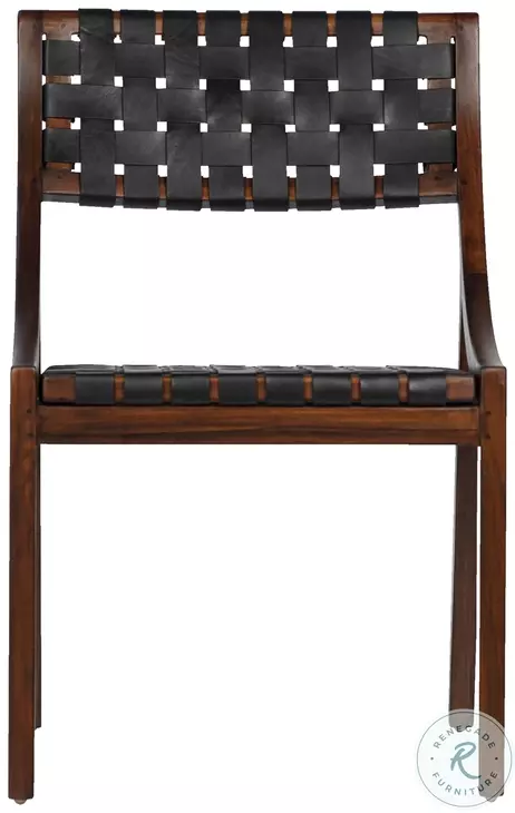 Camil Black Leather And Dark Brown Wood Dining Chair