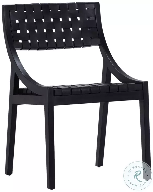 Camil Black Leather Dining Chair