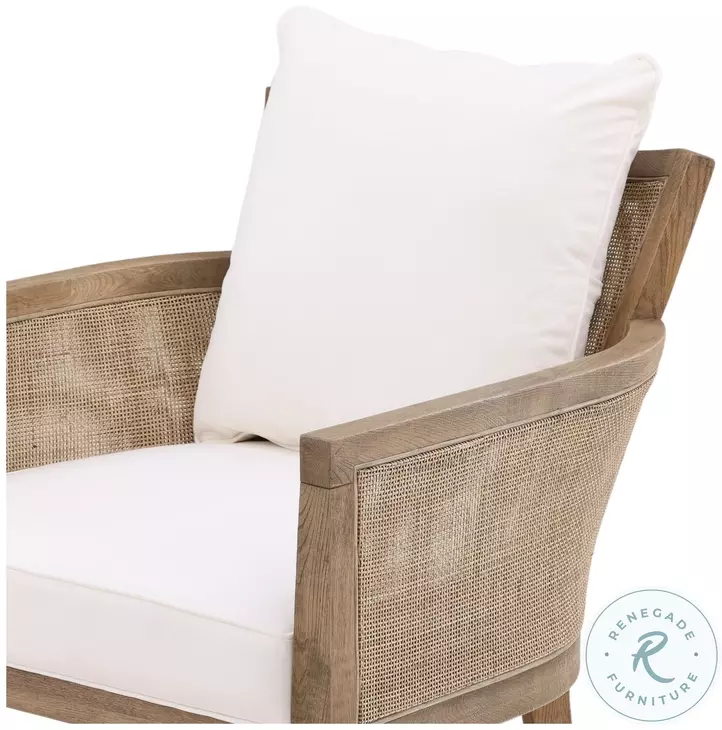 Lil Natural Wood And Rattan And Off White Fabric Occasional Chair