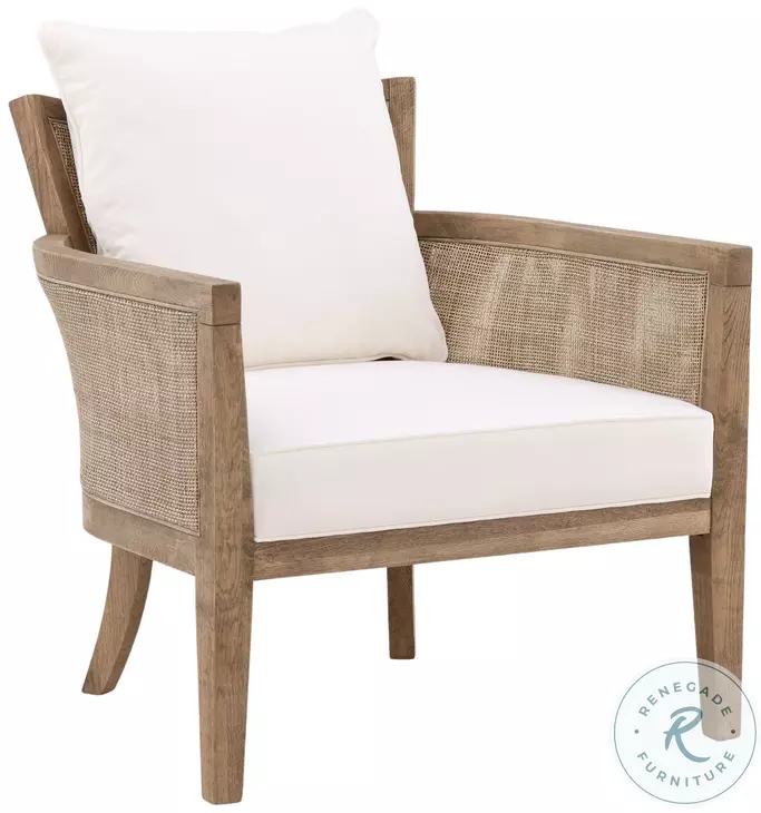 Lil Natural Wood And Rattan And Off White Fabric Occasional Chair