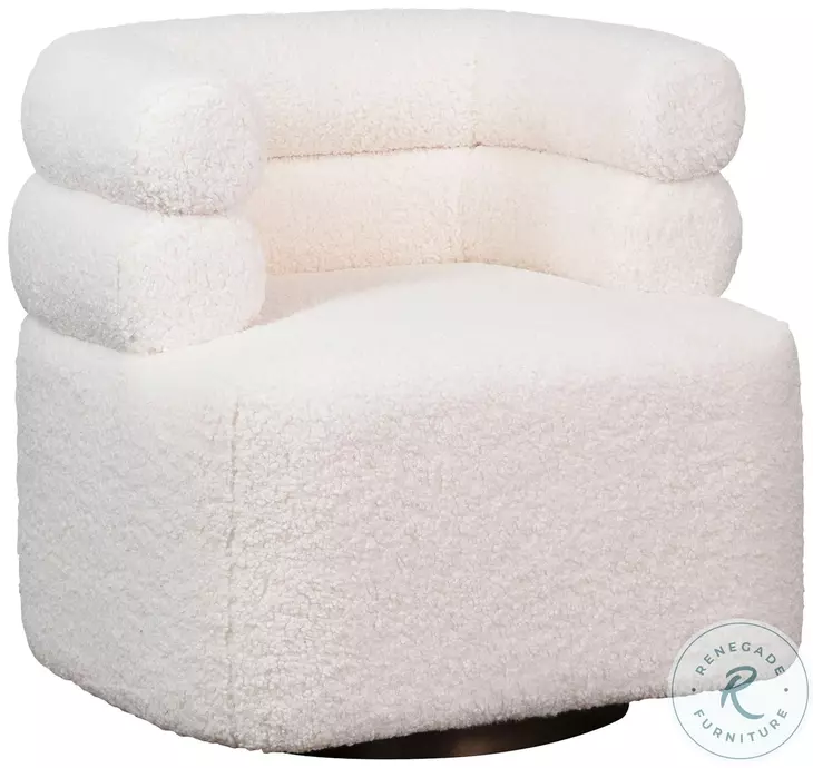 Jol Cream Fur Seating Swivel Chair