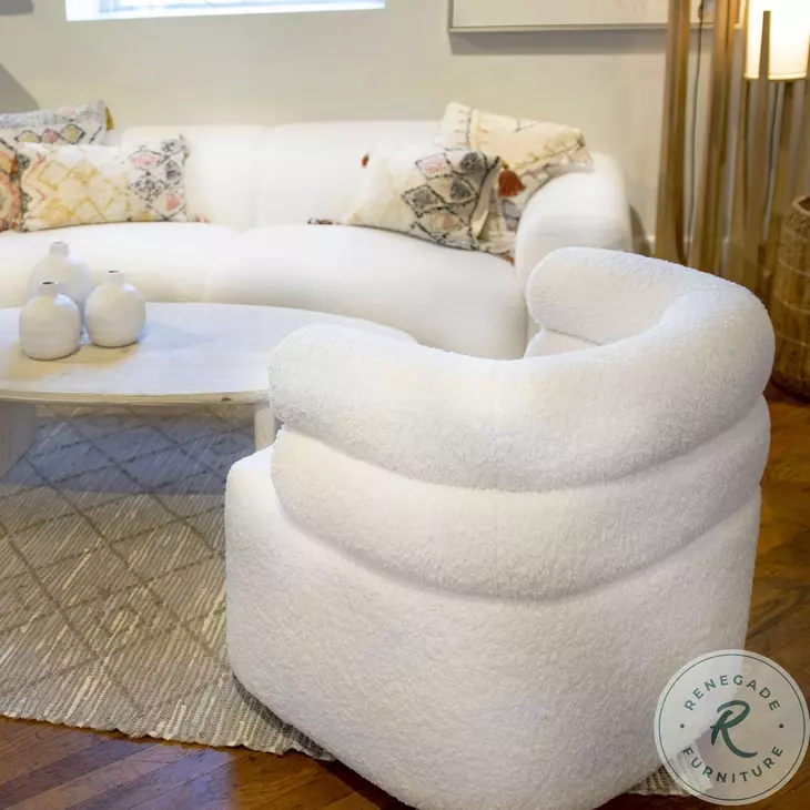 Jol Cream Fur Seating Swivel Chair