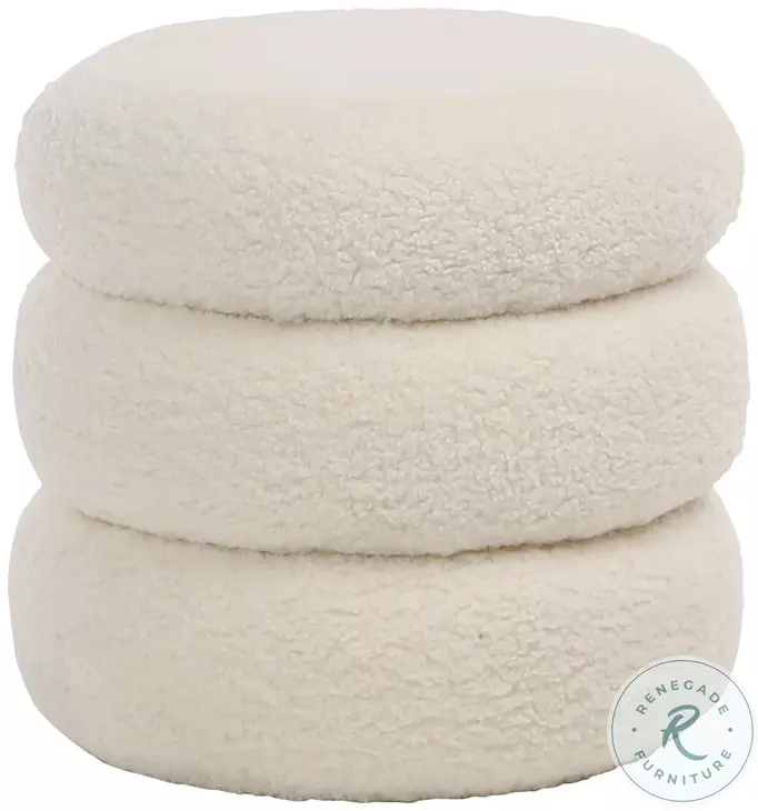 Jol Ivory Fur Seating Ottoman