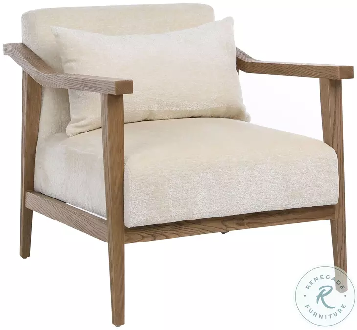 Branso Cream Fabric And Natural Oak Wood Occasional Chair