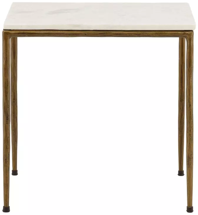 Perugia White and Gold Square Marble Top Side Table