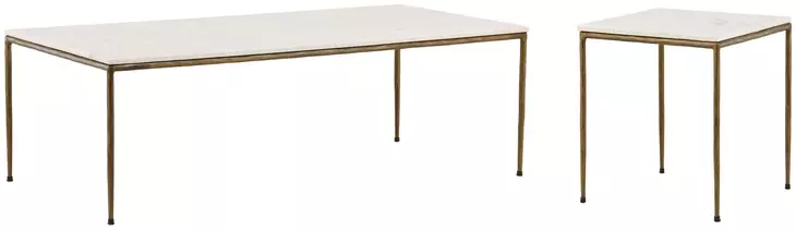 Perugia White and Antique Brass Occasional Table Set