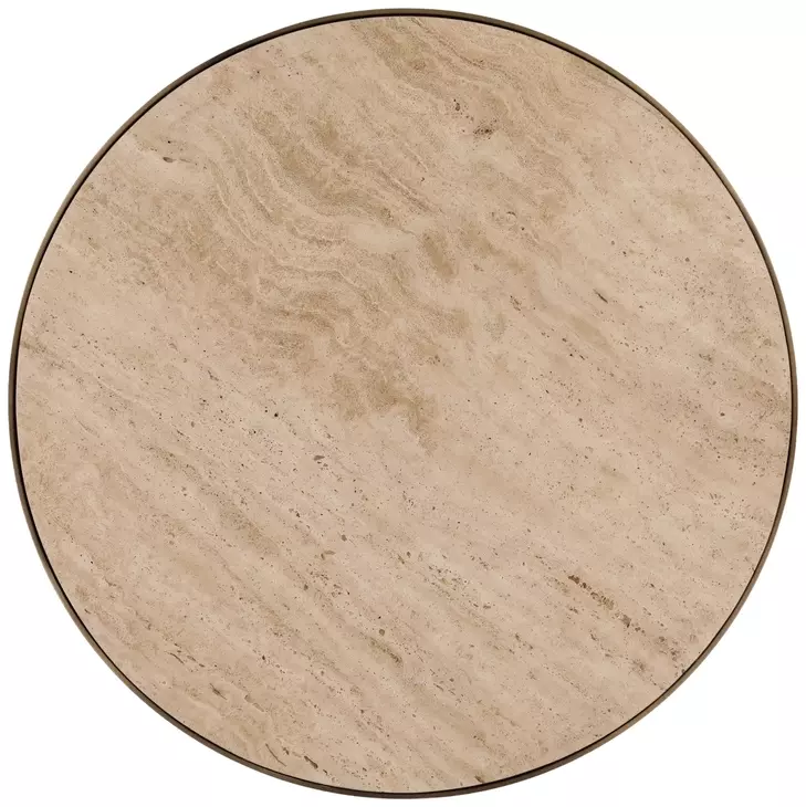 Idrina Natural and Antique Brass 28" Round Marble Top Bistro Table