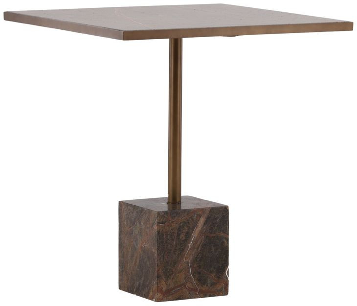Kasen Brown and Green 28" Square Marble Top Bistro Table