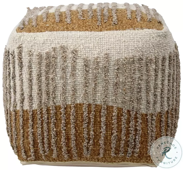 Eugen Dark Mustard And Beige Pouf