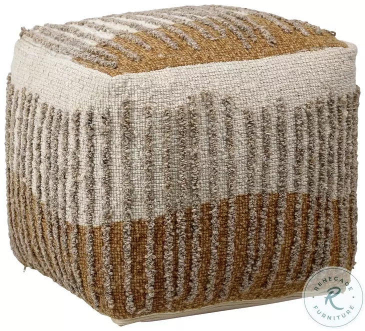 Eugen Dark Mustard And Beige Pouf