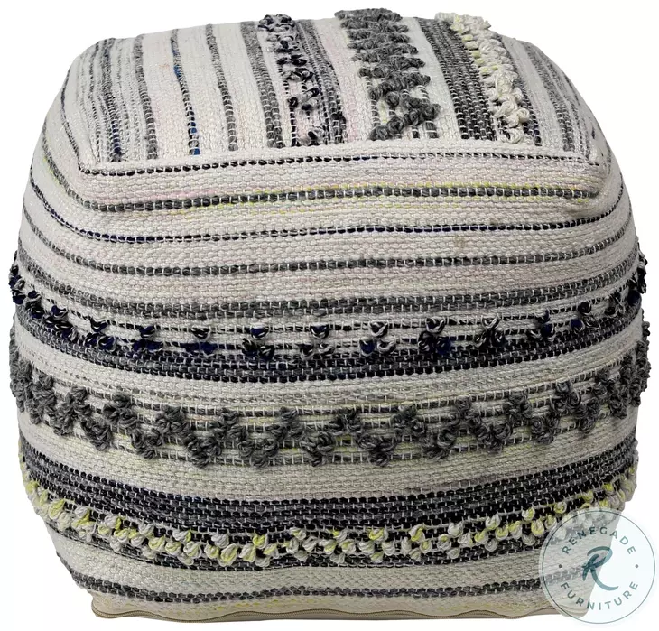 Elsi Multicolor Grey And White Outdoor Pouf