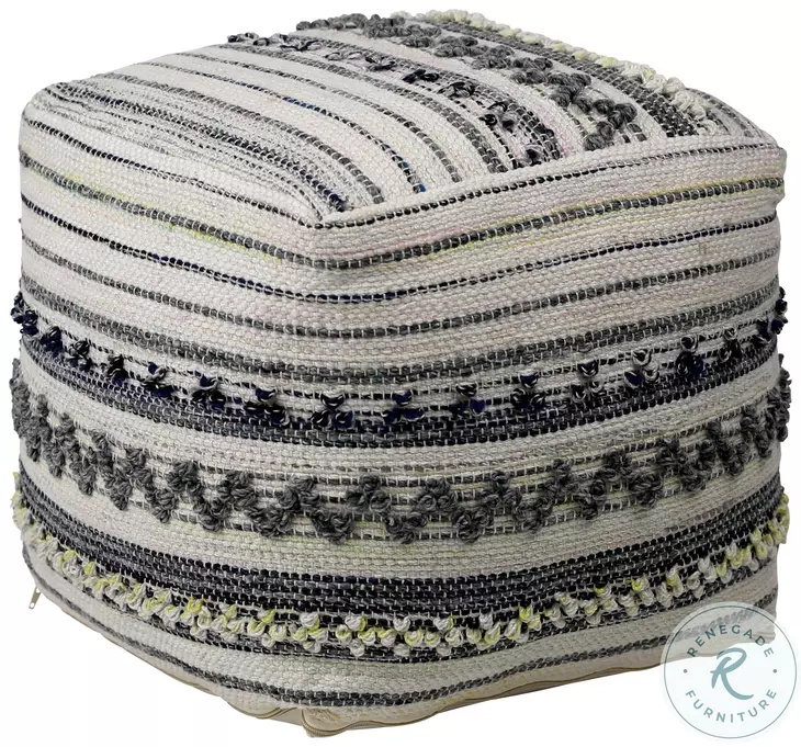 Elsi Multicolor Grey And White Outdoor Pouf