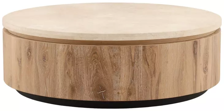 Canyon Natural Wash and Cream Round Marble Top Coffee Table