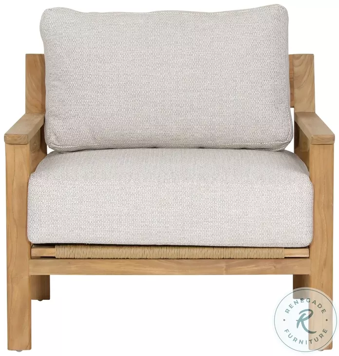 Lex Fairfax Taupe Performance Fabric And Natural Teak Outdoor Occasional Chair