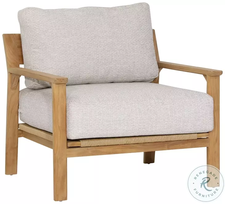 Lex Fairfax Taupe Performance Fabric And Natural Teak Outdoor Occasional Chair