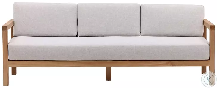 Bo Light Grey And Natural Teak 83" Outdoor Sofa