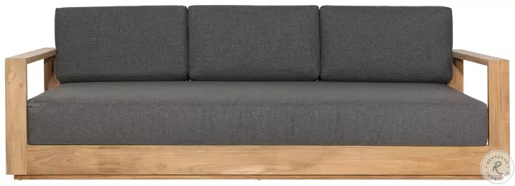Darlen Charcoal And Natural Teak 95" Outdoor Sofa