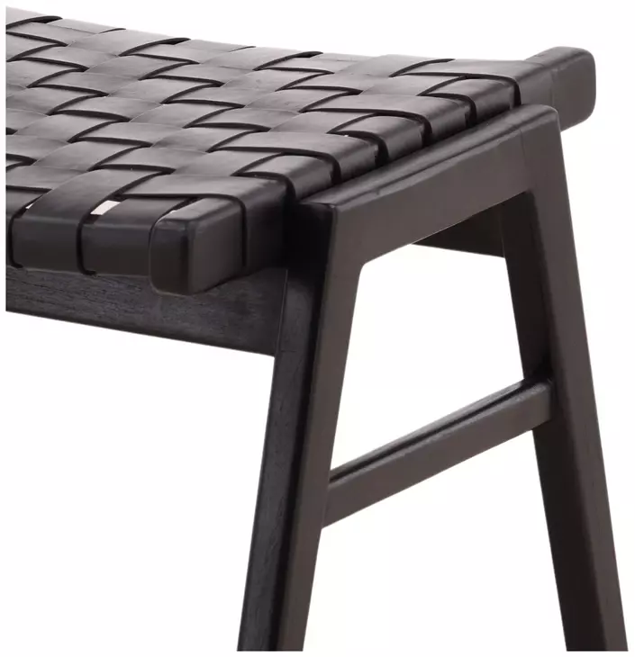Luisa Black Leather Upholstered Rectangular Ottoman