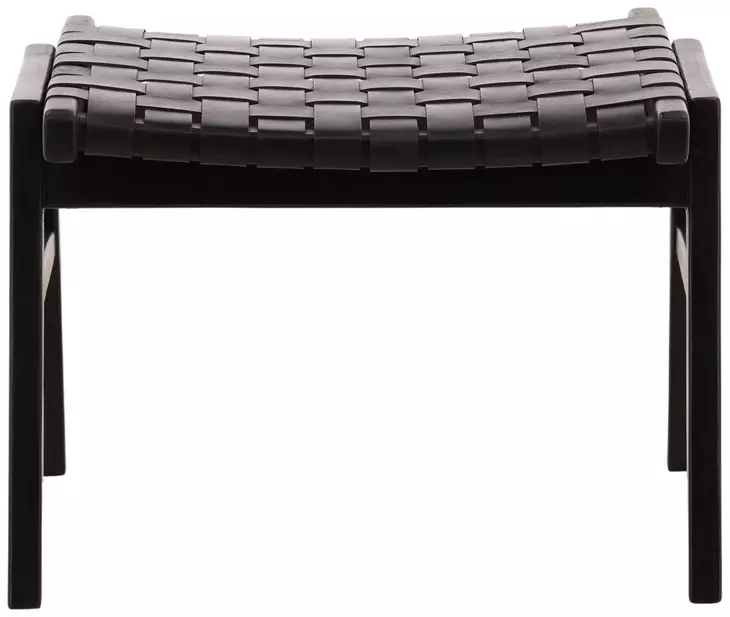 Luisa Black Leather Upholstered Rectangular Ottoman
