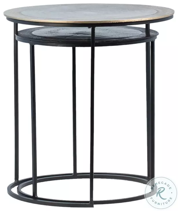 Azur Black And Antique Brass Nesting Tables Set of 2