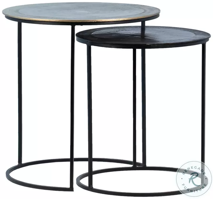 Azur Black And Antique Brass Nesting Tables Set of 2