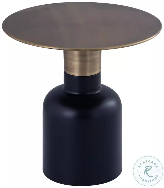 Vid Antique Brass And Black 17" Side Table
