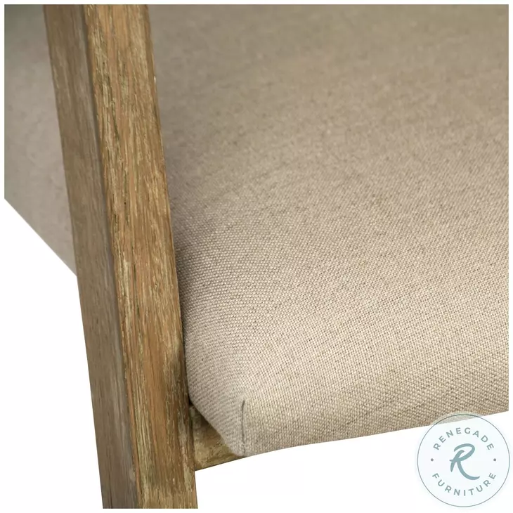 Jense Antique Wood Sealed And Beige Fabric Dining Chair