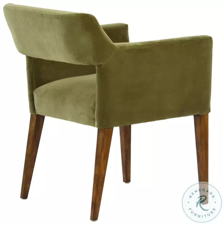 Hue Olive Green Fabric And Brown Wood Dining Chair