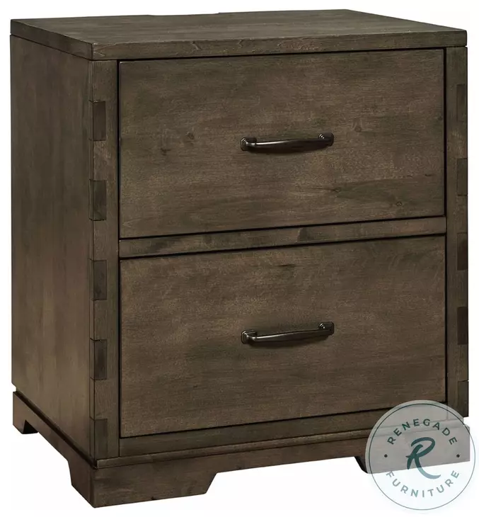 Dovetail Graphite 2 Drawer Nightstand