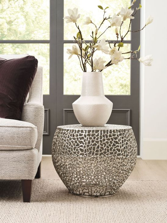 Hidden Treasures Nickel Oval Accent Table