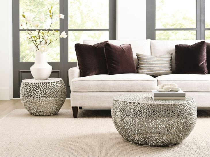 Hidden Treasures Nickel Oval Accent Table