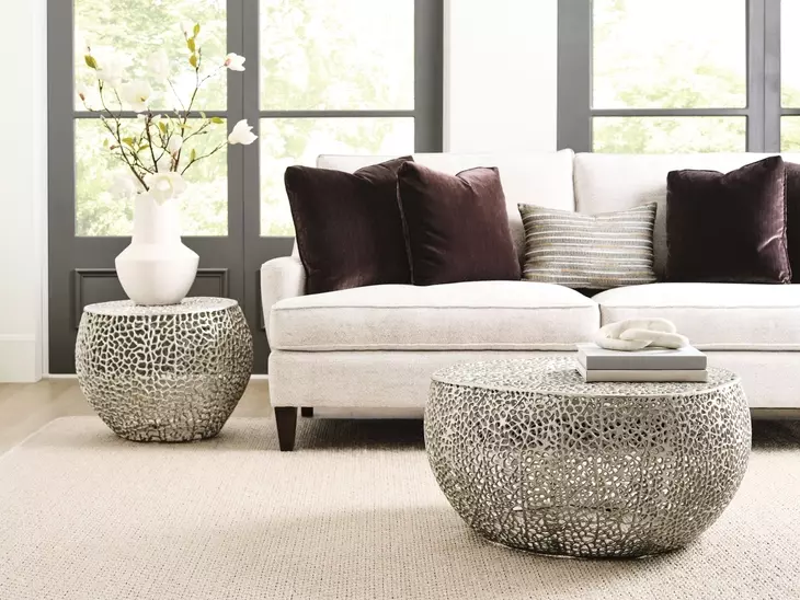 Hidden Treasures Nickel Oval Accent Table
