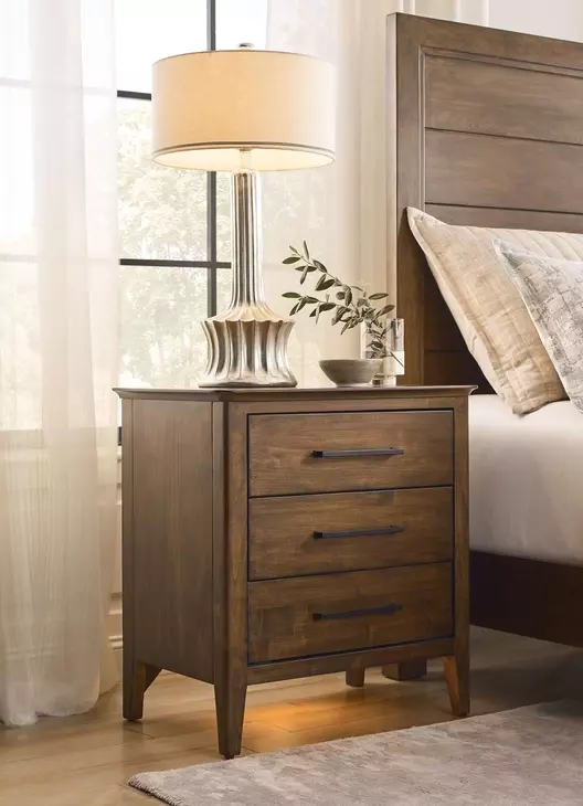 Abode Larson Medium Stain 3 Drawer Nightstand