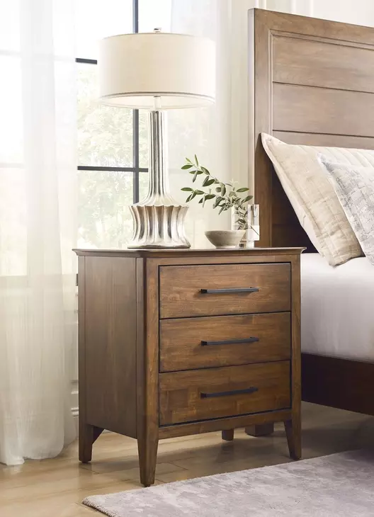 Abode Larson Medium Stain 3 Drawer Nightstand