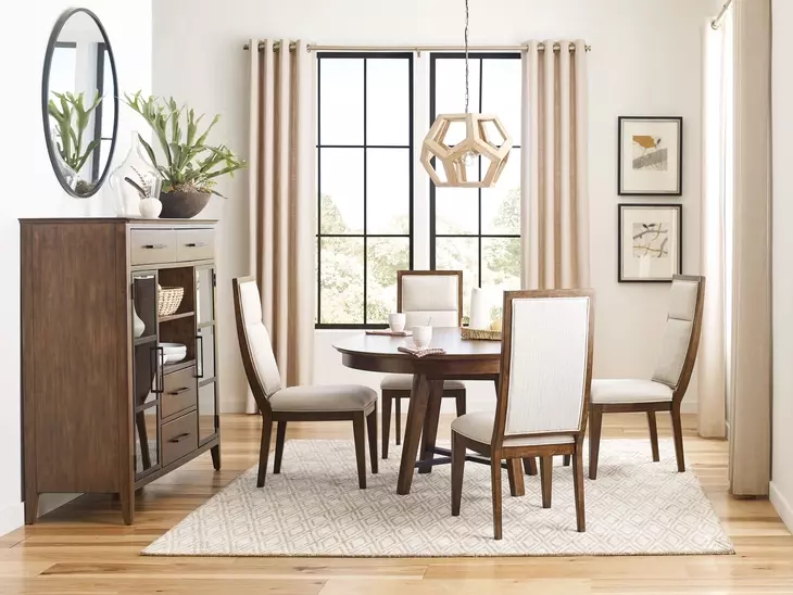 Abode Salter Medium Stain 70" Extendable Round Dining Table