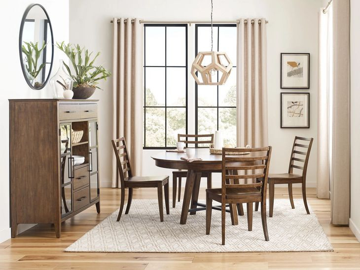 Abode Salter Medium Stain 70" Extendable Round Dining Table