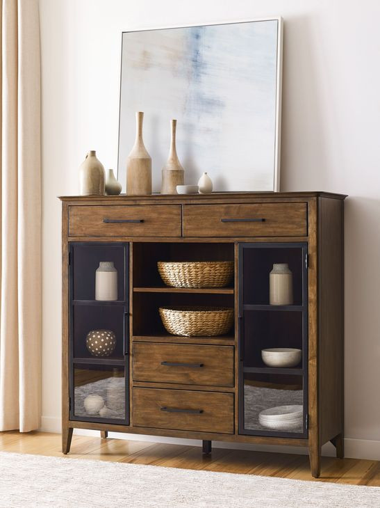 Abode Kingsley Medium Stain 4 Drawer Display Buffet