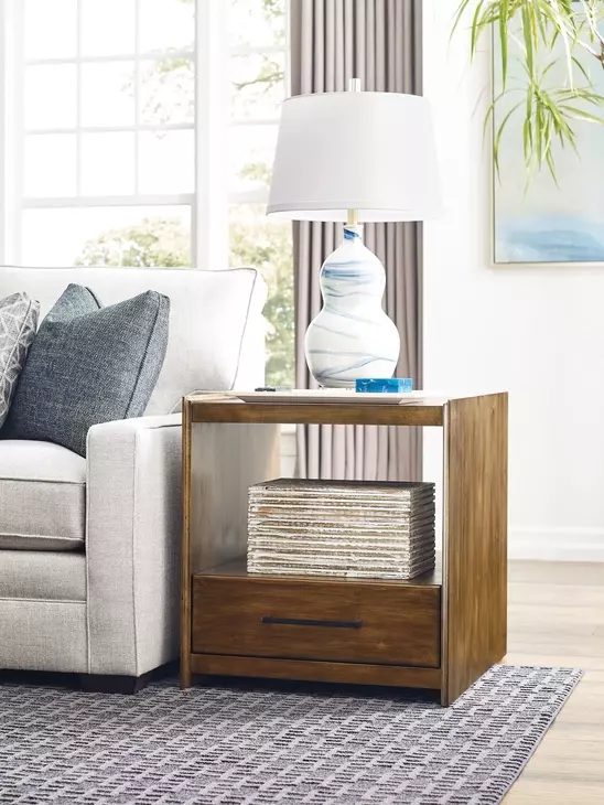 Abode Edie Medium Stain Rectangular Drawer End Table