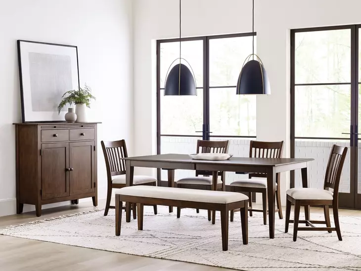 Kafe Mocha 100" Extendable Rectangular Leg Dining Table