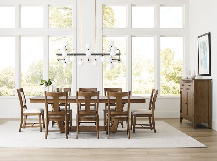 Kafe Latte 100" Extendable Rectangular Trestle Dining Table