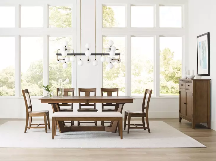 Kafe Latte 100" Extendable Rectangular Trestle Dining Table