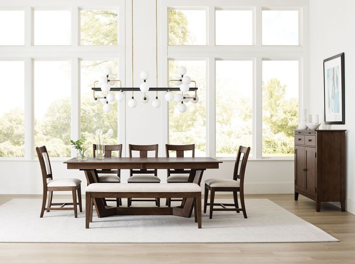 Kafe Mocha 100" Extendable Rectangular Trestle Dining Table