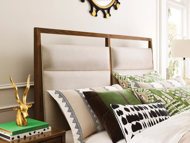 Abode Karis Medium Stain Queen Upholstered Panel Bed