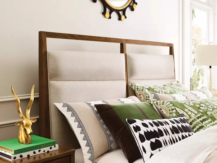 Abode Karis Medium Stain Queen Upholstered Panel Bed