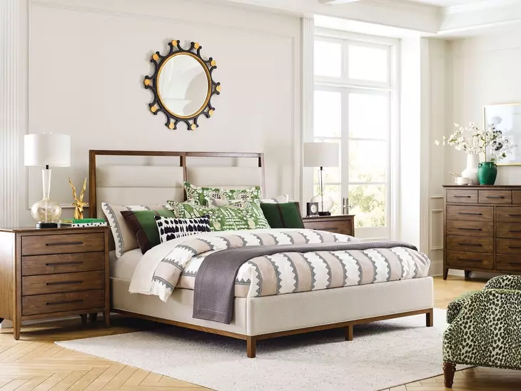 Abode Medium Stain Upholstered Panel Bedroom Set