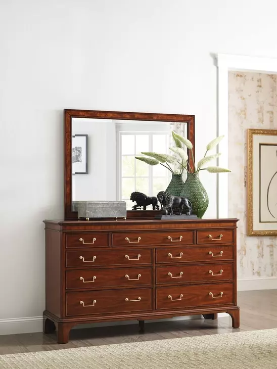 Andover Medium Stain Rectangular Landscape Dresser Mirror