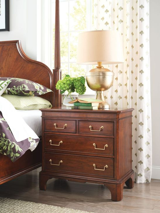 Andover Medium Stain 4 Drawer Nightstand with USB Charging