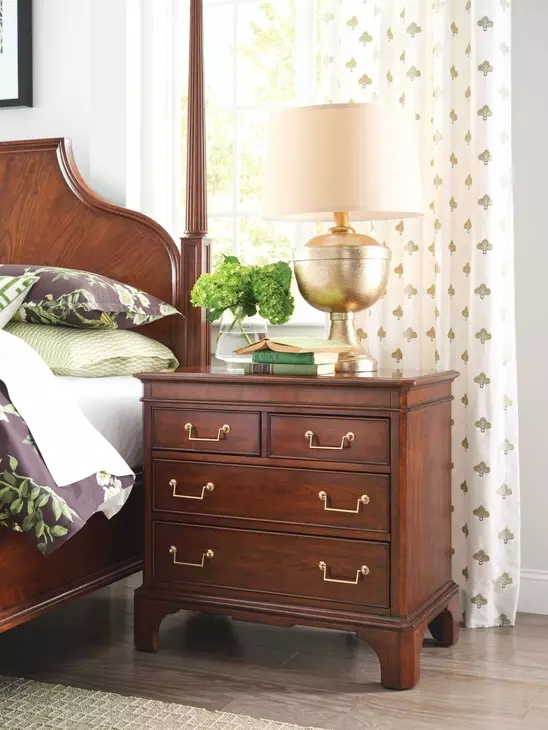 Andover Medium Stain 4 Drawer Nightstand with USB Charging